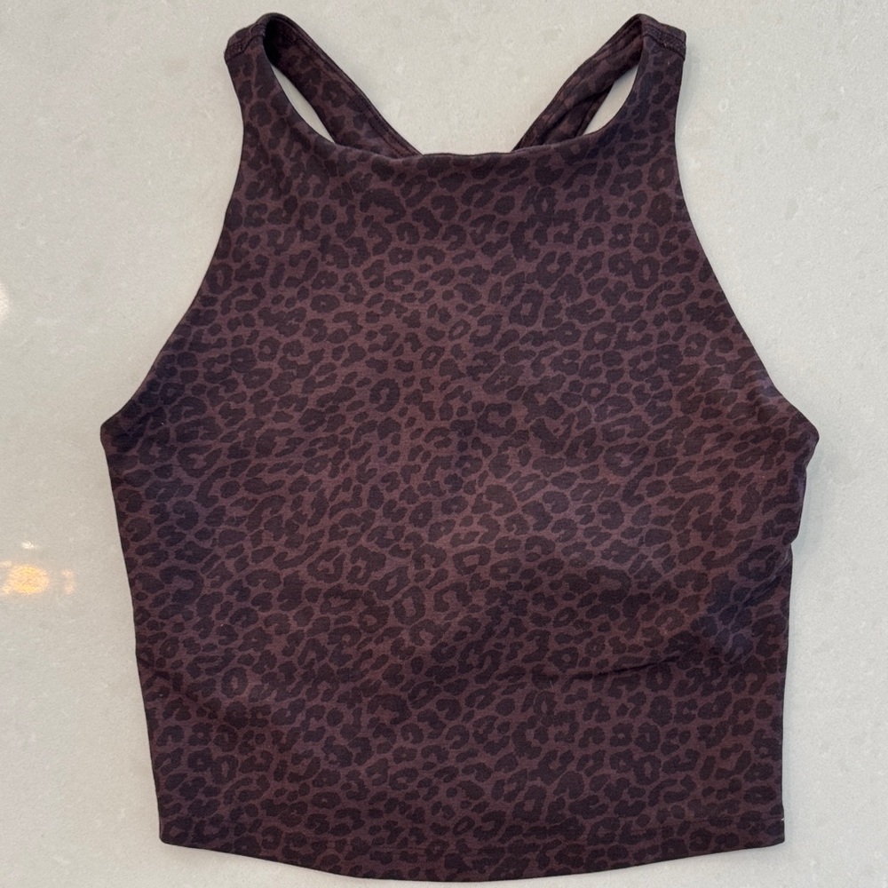 Beyond Yoga crop/racerback Brown Leopard Print Tank S